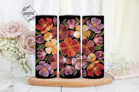 Retro Floral Tumbler Wrap Sublimation sassyprint 