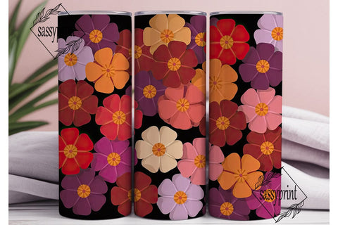 Retro Floral Tumbler Wrap Sublimation sassyprint 