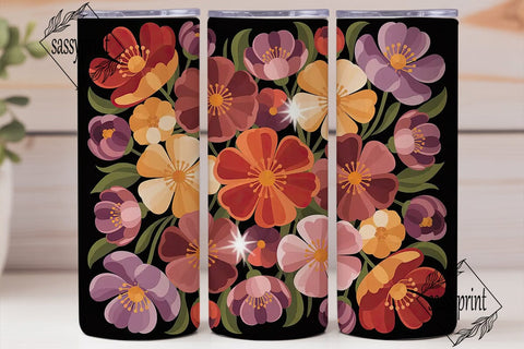 Retro Floral Tumbler Wrap Sublimation sassyprint 