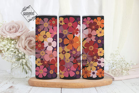 Retro Floral Tumbler Wrap Sublimation sassyprint 