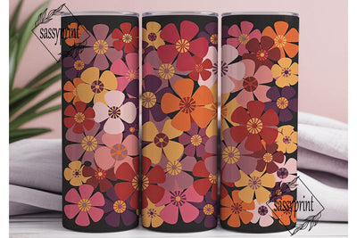 Retro Floral Tumbler Wrap Sublimation sassyprint 