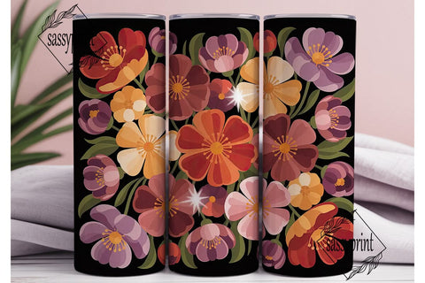 Retro Floral Tumbler Wrap Sublimation sassyprint 
