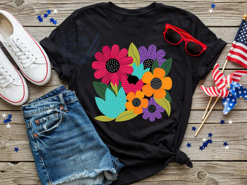 Retro Floral Vibes T-Shirt PNG, Retro Floral, Bold Colors, Artistic Design, Sublimation PNG, Statement Shirt, Vintage Vibes Sublimation ToriDesigns 