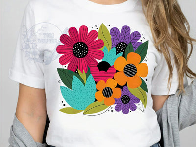 Retro Floral Vibes T-Shirt PNG, Retro Floral, Bold Colors, Artistic Design, Sublimation PNG, Statement Shirt, Vintage Vibes Sublimation ToriDesigns 