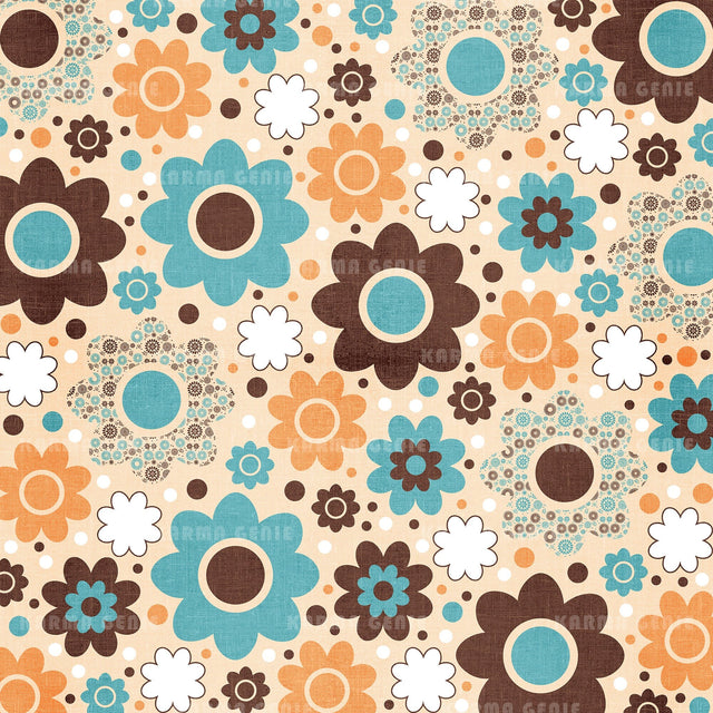 Retro Flower Power Textured Floral Background Pattern Digital Paper Digital Pattern Karma Genie Graphics 