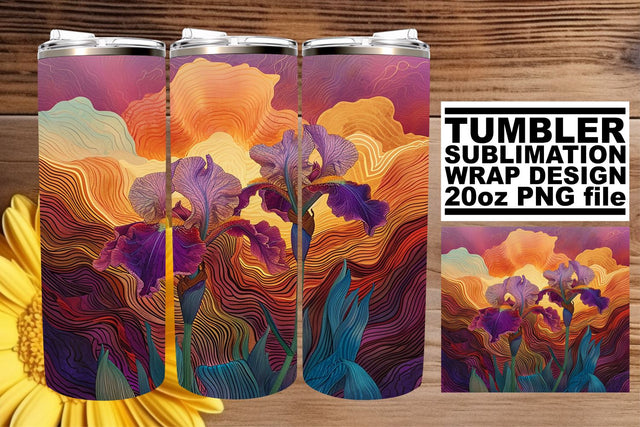 Retro Flower Serenade: Sublimation 20oz Tumbler Wrap Sublimation afrosvg 