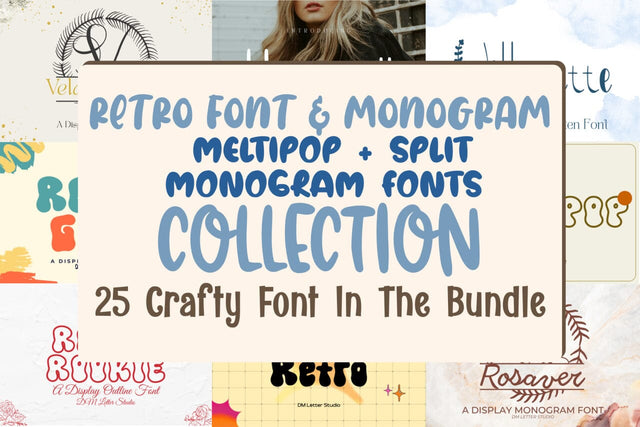 Retro Font & Monogram Bundle Font Font Dm Letter Studio 