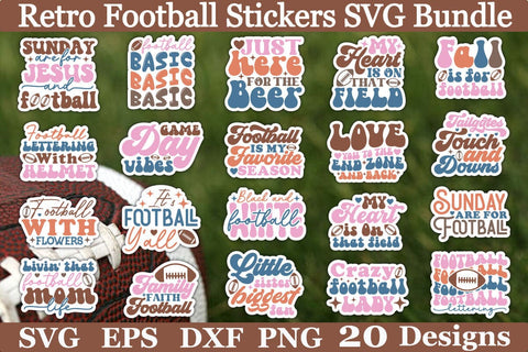 Retro Football Stickers SVG Bundle SVG akazaddesign 