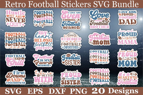 Retro Football Stickers SVG Bundle SVG akazaddesign 
