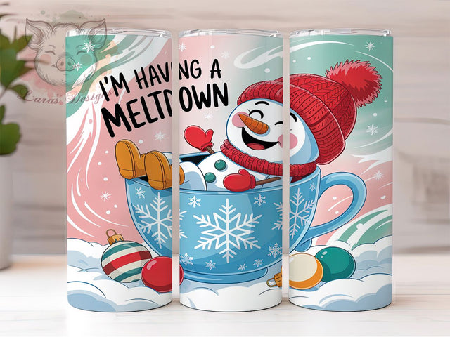 Retro Funny Snowman Tumbler, Funny Christmas Wrap, Meltdown Snowman Sublimation, 20oz Holiday Tumbler, Vintage Snowman Art, Humorous Christmas Mug, Whimsical Holiday Cup Sublimation Lara' s Designs 