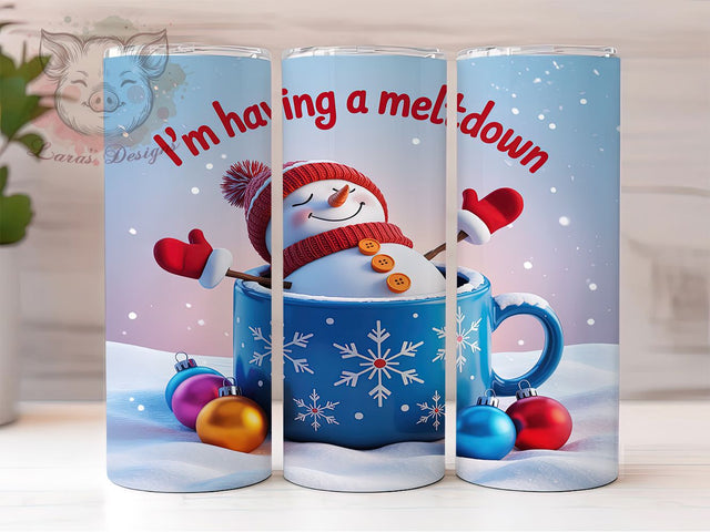 Retro Funny Snowman Tumbler, Funny Christmas Wrap, Meltdown Snowman Sublimation, 20oz Holiday Tumbler, Vintage Snowman Art, Humorous Christmas Mug, Whimsical Holiday Cup Sublimation Lara' s Designs 