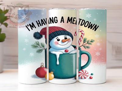 Retro Funny Snowman Tumbler, Funny Christmas Wrap, Meltdown Snowman Sublimation, 20oz Holiday Tumbler, Vintage Snowman Art, Humorous Christmas Mug, Whimsical Holiday Cup Sublimation Lara' s Designs 