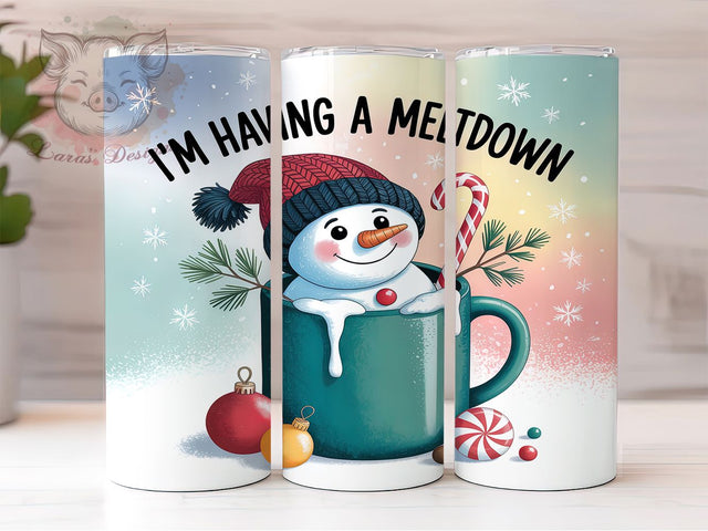 Retro Funny Snowman Tumbler, Funny Christmas Wrap, Meltdown Snowman Sublimation, 20oz Holiday Tumbler, Vintage Snowman Art, Humorous Christmas Mug, Whimsical Holiday Cup Sublimation Lara' s Designs 