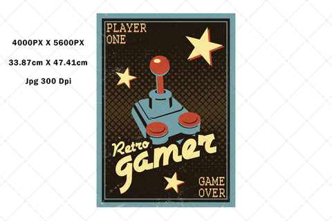 Retro Gamer - Vintage Gaming - Poster Art Sublimation Karma Genie Graphics 