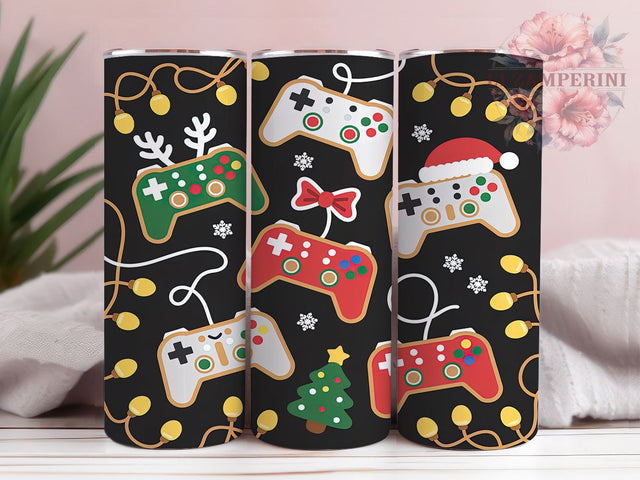 Retro Gaming Controller Christmas Tumbler, Funny Xmas Sublimation Design, Gamer Holiday Cup Art, 20oz Christmas Tumbler, Whimsical Gaming Mug, Stylish Holiday Cup, Cozy Gamer Wrap Sublimation Li Zamperini 