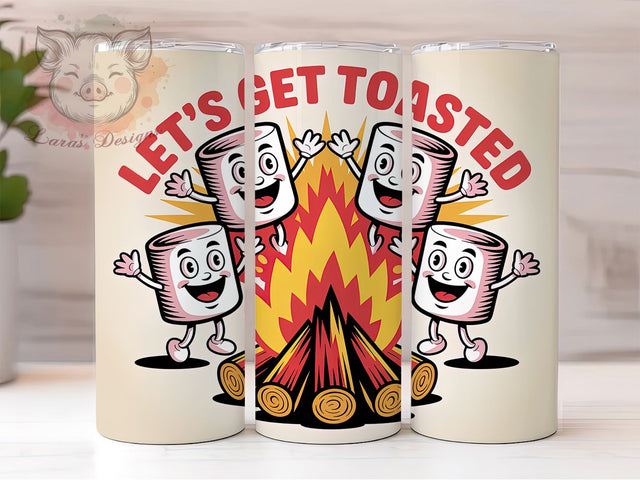 Retro Get Toasted 20oz Tumbler Wrap, Retro Camper, Let's Get Toasted, Campfire Design, Vintage Adventure, 20oz Tumbler Wrap, Sublimation PNG Sublimation Lara' s Designs 