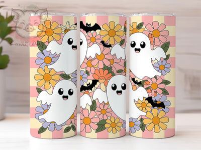 Retro Ghost Cute Halloween 20Oz Tumbler, Cute Halloween Cup, 20Oz Sublimation Wrap, Vintage Ghost Drinkware, Spooky Cute Mug, Halloween Coffee Tumbler, Retro Spooky Design Sublimation Lara' s Designs 
