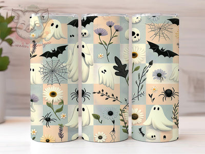 Retro Ghost Halloween Tumbler Wrap, Checkered Ghost Tumbler Design, Vintage Spooky Sublimation Wrap, 70s Style Halloween Tumbler, Groovy Fall Drinkware Design, Cute Ghost Coffee Tumbler Sublimation Lara' s Designs 