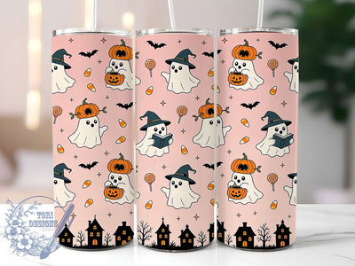 Retro Ghosts Halloween 20oz Tumbler, Retro ghost design, Halloween tumbler wrap, 20oz skinny tumbler, Vintage ghost print, Retro halloween pattern, Sublimation halloween design Sublimation ToriDesigns 