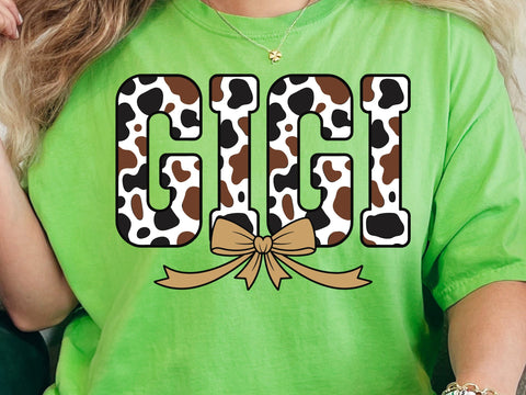 Retro Gigi Coquette Cow Print Design , Grandma Shirt , Retry Style Mothers's Day Sublimation PNG SVG SVG DesignDestine 