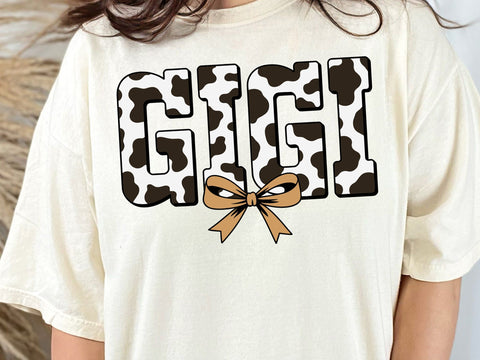 Retro Gigi Coquette Cow Print Design , Grandma Shirt , Retry Style Mothers's Day Sublimation PNG SVG SVG DesignDestine 