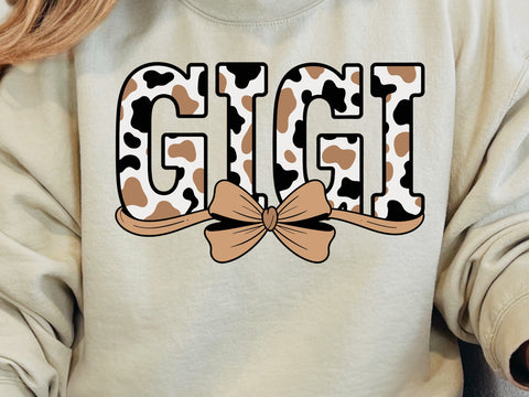 Retro Gigi Coquette Cow Print Design , Grandma Shirt , Retry Style Mothers's Day Sublimation PNG SVG SVG DesignDestine 