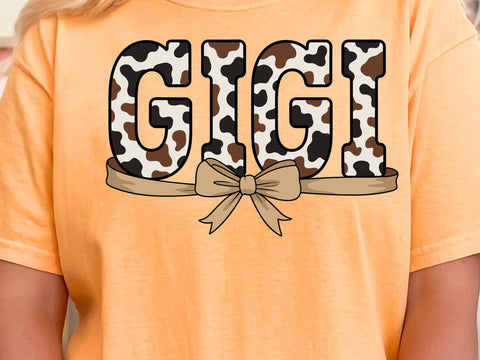 Retro Gigi Coquette Cow Print Design , Grandma Shirt , Retry Style Mothers's Day Sublimation PNG SVG SVG DesignDestine 