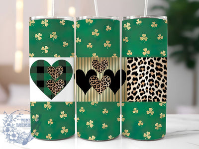 Retro Glitter Leopard St Patrick Tumbler, Glitter Design, Retro Style, Leopard Print, Sublimation Art, 20oz Tumbler, Festive Wrap Sublimation ToriDesigns 
