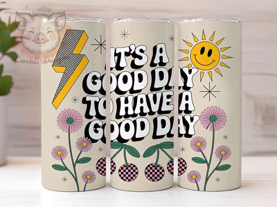Retro Good Day Positive Quote Tumbler Wrap, Sublimation Design, Retro Quote Wrap, Mental Health Positive, Good Day Quote, 20Oz Tumbler, Digital Download Sublimation Lara' s Designs 