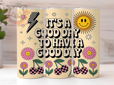 Retro Good Day Positive Quote Tumbler Wrap, Sublimation Design, Retro Quote Wrap, Mental Health Positive, Good Day Quote, 20Oz Tumbler, Digital Download Sublimation Lara' s Designs 
