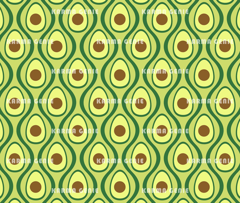 Retro Green & Brown Avocado 70s Style Mid Century Vegan Pattern Digital Paper Digital Pattern Karma Genie Graphics 