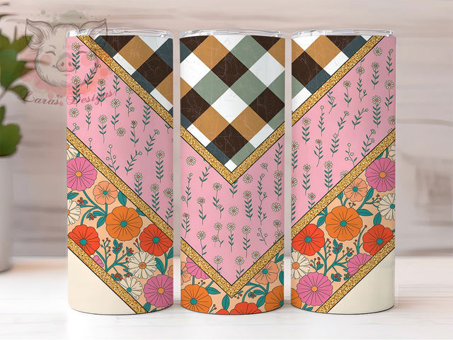 Retro Groovy Flower Power Tumbler, Flower Power, Vintage Floral, Sublimation Art, 20oz Tumbler, Colorful Wrap, Hippie Style Sublimation Lara' s Designs 