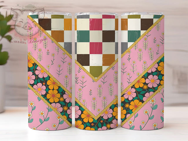 Retro Groovy Flower Power Tumbler, Flower Power, Vintage Floral, Sublimation Art, 20oz Tumbler, Colorful Wrap, Hippie Style Sublimation Lara' s Designs 