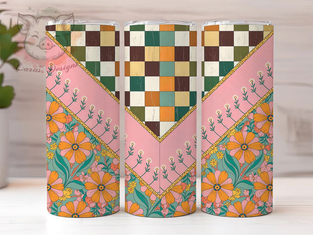 Retro Groovy Flower Power Tumbler, Flower Power, Vintage Floral, Sublimation Art, 20oz Tumbler, Colorful Wrap, Hippie Style Sublimation Lara' s Designs 