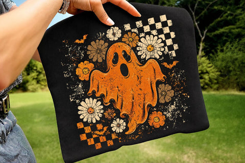 Retro Groovy Ghost Halloween PNG SVG DesignDestine 