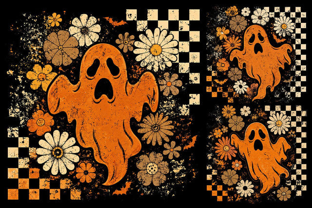 Retro Groovy Ghost Halloween PNG SVG DesignDestine 