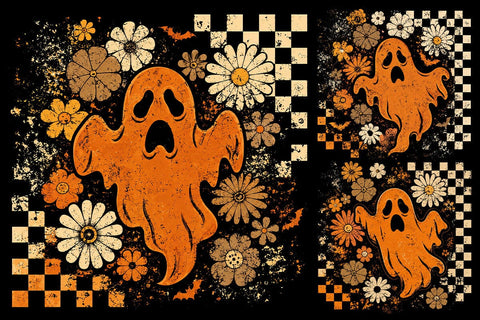 Retro Groovy Ghost Halloween PNG SVG DesignDestine 
