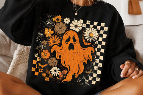 Retro Groovy Ghost Halloween PNG SVG DesignDestine 