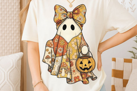 Retro Groovy Ghost PNG| Halloween Ghost Sublimation Png. Sublimation CosmosFineArt 