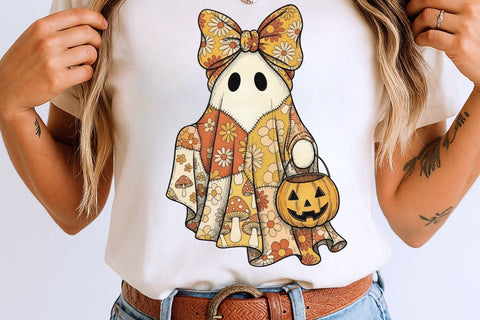 Retro Groovy Ghost PNG| Halloween Ghost Sublimation Png. Sublimation CosmosFineArt 