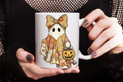 Retro Groovy Ghost PNG| Halloween Ghost Sublimation Png. Sublimation CosmosFineArt 