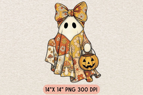 Retro Groovy Ghost PNG| Halloween Ghost Sublimation Png. Sublimation CosmosFineArt 