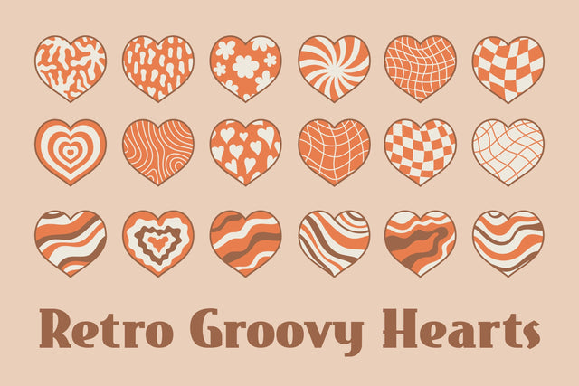 Retro Groovy Hearts Sublimation Rin Green 