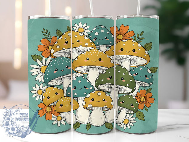 Retro Groovy Mushroom Tumbler, Groovy Style, Psychedelic Wrap, Sublimation Art, 20oz Tumbler, Vintage Theme, Colorful Design Sublimation ToriDesigns 