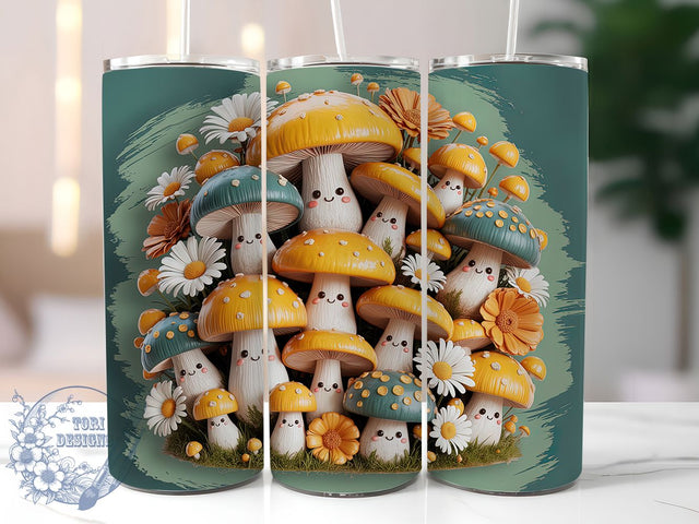 Retro Groovy Mushroom Tumbler, Groovy Style, Psychedelic Wrap, Sublimation Art, 20oz Tumbler, Vintage Theme, Colorful Design Sublimation ToriDesigns 