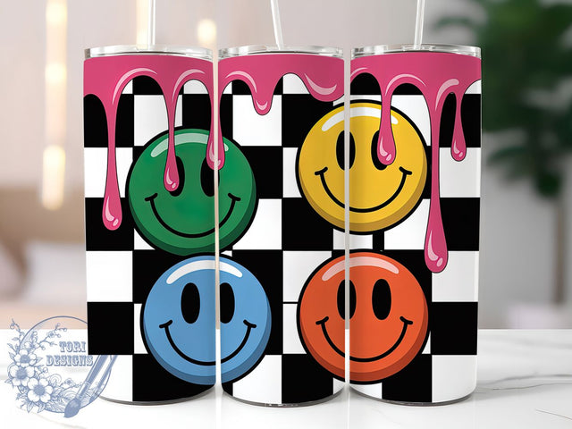 Retro Groovy Smiley Face Tumbler, Vintage Smiley Sublimation, 70s Style Tumbler Wrap, 20oz Skinny Tumbler Wrap, Groovy Retro Drinkware, Happy Face Sublimation Design, Funky Retro Tumbler Wrap Sublimation ToriDesigns 