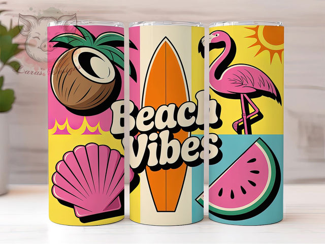 Retro Groovy Summer 20oz Tumbler, Beach Vibes Wrap, Vintage Summer PNG, 70s Style Sublimation, 20oz Skinny Tumbler, Retro Coastal Art, Sunset Beach Design, Groovy Summer Graphic Sublimation Lara' s Designs 