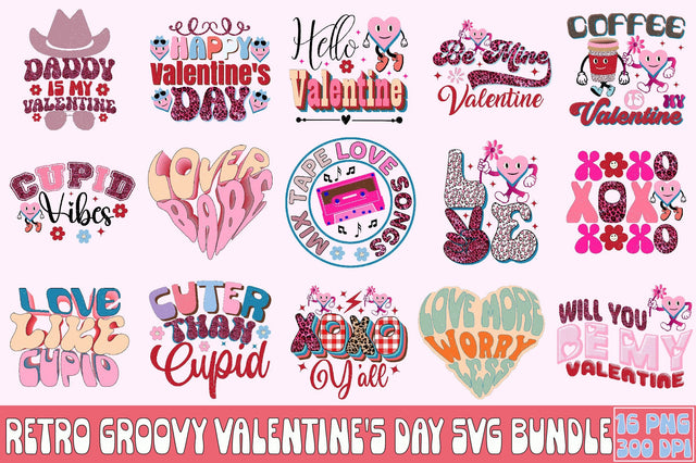 Retro Groovy Valentine's Day Sublimation Bundle Sublimation SVGArt 