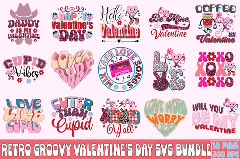 Retro Groovy Valentine's Day Sublimation Bundle Sublimation SVGArt 