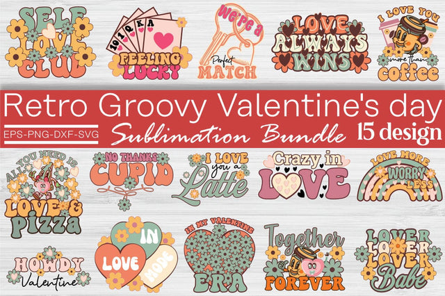 Retro Groovy Valentine's Day Sublimation Bundle SVG Angelina750 